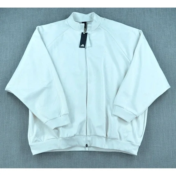 Adidas Jacket Men's 3XL White Basketball One Fleece Track Jacket Full Zip NWT - Picture 1 of 11